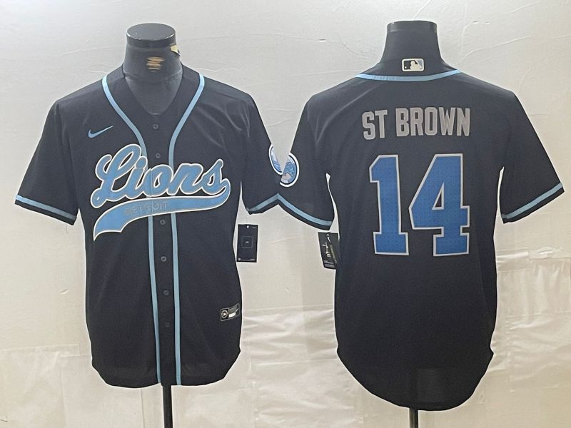 Men Detroit Lions #14 ST Brown Black Joint Name 2024 Nike Limited NFL Jersey style 1->detroit lions->NFL Jersey